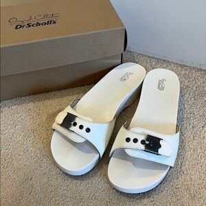 Dr. Scholl's Women's Patent White Clog Mules